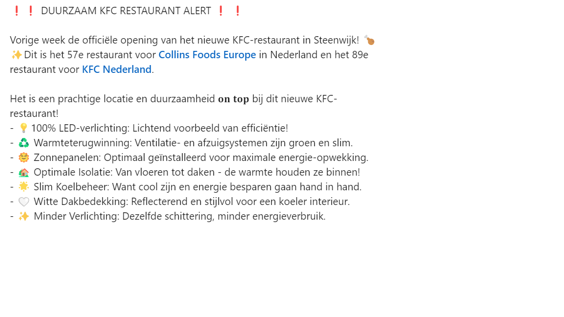 !! DUURZAAM KFC RESTAURANT ALERT !!